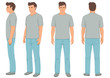  fashion man isolated, front, back and side view, vector illustration 