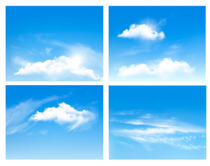 Aufkleber - Collection of backgrounds with blue sky and clouds. Vector backgrounds.