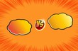 Versus letter background. Cartoon retro design with cloud bubbles. Yellow and orange color. Comics explosion background.