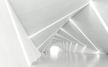 Abstract White Twisted Corridor, 3d Rendering