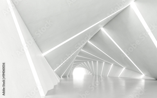 Obraz tunel 3d  streszczenie-bialy-korytarz-skrecony-renderowania-3d