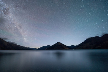 Wall Mural - panorama of lake wakatipu at night