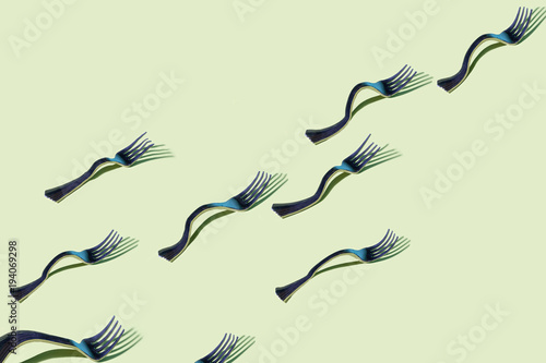 Fototapeta Surrealistic collage Creeping Forks, free computer fantasy