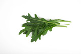 Fototapeta  - green fresh ruccola isolated on white background, close up studio shot