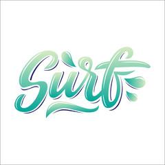 Wall Mural - Surf lettering logo in graffiti style isolated on white background. Vector illustration for design t-shirts, banners, labels, clothes, apparel, water extreme sports competition.