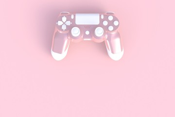 Wall Mural - Computer game competition. Gaming concept. Pink joystick isolated on pink background, 3D rendering