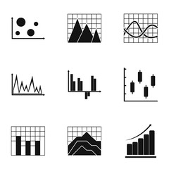 Poster - Graph icons set. Simple set of 9 graph vector icons for web isolated on white background