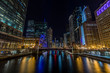 Chicago downtown by the river at night