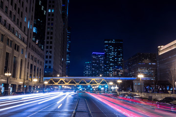 Wall Mural - Chicago downtown by the river at night