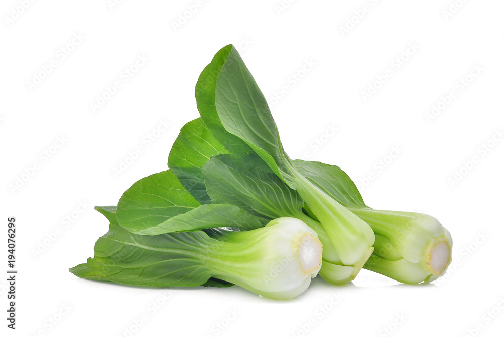 fresh green bok choy (chinese cabbage) isolated on white background - obrazy, fototapety, plakaty 
