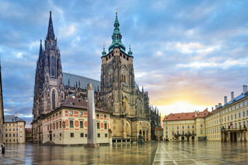 Poster - St. Vitus Cathedral in Prazsky Hrad complex in Prague, Czech Republic (HDR image)