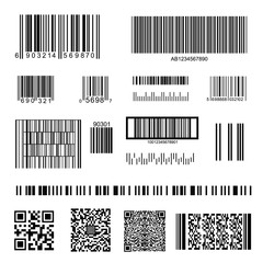 Wall Mural - Barcode and QR Code Set. Vector