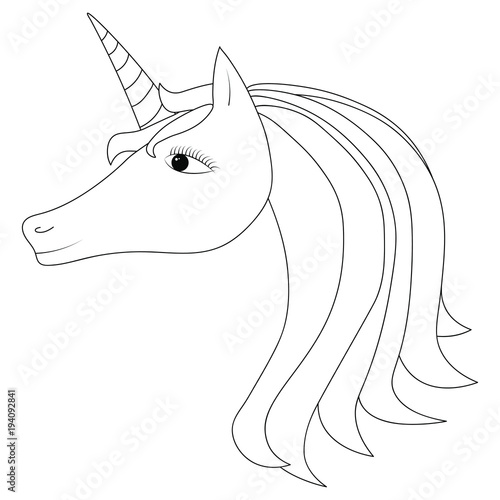 Unicorn Vector Icon Isolated On White Head Portrait Cute Magic