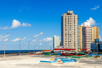 Wall Mural - Modern residential buildings close to Malecon promenade, Vedado, Havana, Cuba