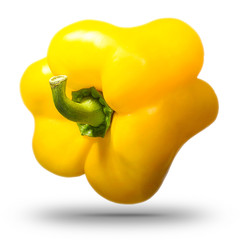 Sticker - Single sweet yellow pepper isolated on white background with clipping path