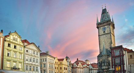 Wall Mural - Old town square of Prague at sunset, Czech republic