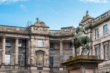 Part of Parliament Square with the equestrian statue of Charles II