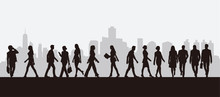 People Walking Silhouettes