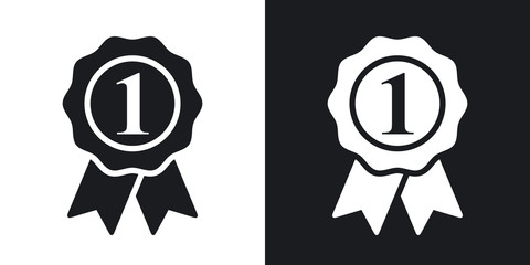 Wall Mural - Vector first place icon. Two-tone version on black and white background