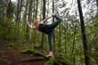© edb3_16 - Young Caucasian Girl is practicing yoga in the rain forest. Taken in Capilano Canyon, North Vancouver, BC, Canada.