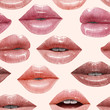© lolya1988 - Seamless pattern of nude sexy lips. Vector lipstick or lip gloss 3d realistic design. Fashion illustration