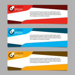 Sticker - banner design template set. modern horizontal business background layout or header. vector illustrat