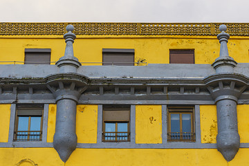 yellow house near the zurriola beach in gros, san sebastian-spain