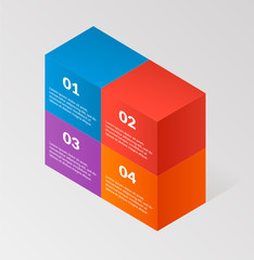 Poster - Modern isometric infographics blocks wall elemsnts element template. Vector illustration. can be used for workflow layout, diagram, banner, web design or presentation