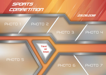 Wall Mural - Template for photo collage in modern style. Frames for clipping masks is in the vector file. Template for a photo album in sports style