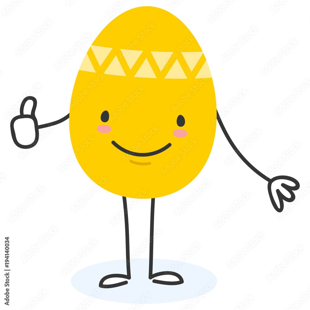 Simple vector illustration of a yellow flat design easter egg cartoon  character giving thumbs up isolated on white background Stock Vector |  Adobe Stock, image size:1000x1000