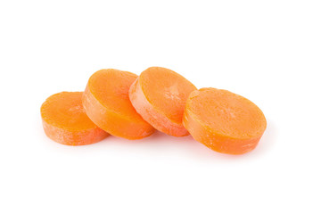 Wall Mural - Chopped carrot slices isolated on a white background