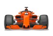 Racing car with protection front view. Vector flat color illustration