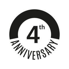 4 year anniversary icon. 4th celebration template for banner, invitation, birthday. Vector illustration.