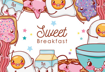 Sticker - Sweet breakfast kawaii cute cartoons