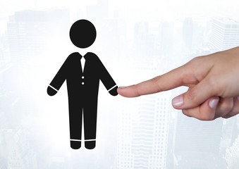 Wall Mural - Hand pointing at businessman icon