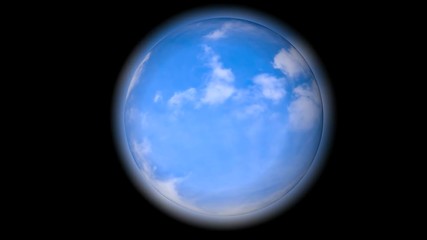 Wall Mural - Planet Earth and the blue atmosphere on an isolated black background. View our globe from outside.   