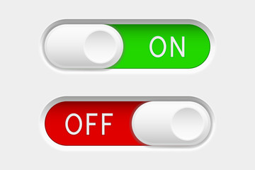 Wall Mural - On and Off slider buttons. Red and green switch interface buttons