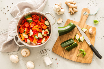 Cooking - vegetable vegetarian stew (thick soup)