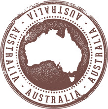 Vintage Australia Country Travel Stamp