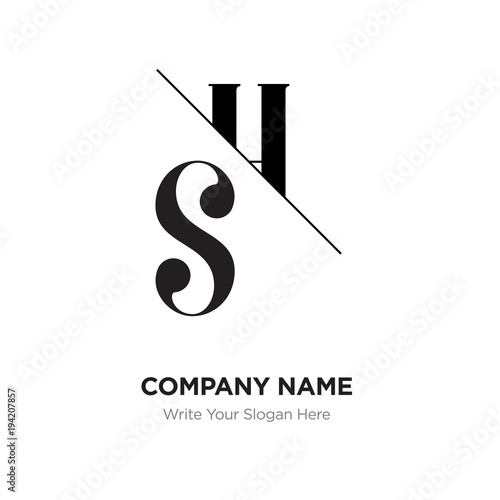 Abstract Letter Sh Hs Logo Design Template Black White Alphabet Initial Letters Company Name Concept Flat Thin Line Segments Connected To Each Other Buy This Stock Vector And Explore Similar Vectors At Adobe