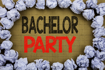 Bachelor Party. Business concept for Stag Fun Celebrate written on vintage background with copy space on old background with folded paper balls