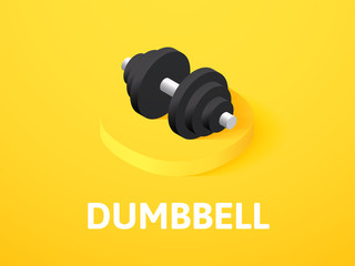 Dumbbell isometric icon, isolated on color background