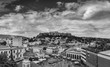 Monastiraki Square  Panorama with of Acropolis Parthenon view, Athens - Greece, in Black and White