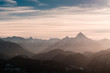 Alpen mit Watzmann im Licht der Sonne mit Sonnenstrahlen