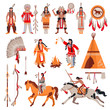 © Macrovector - American Indians Decorative Icons Set