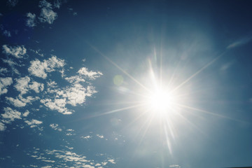 bright sun in the blue sky
