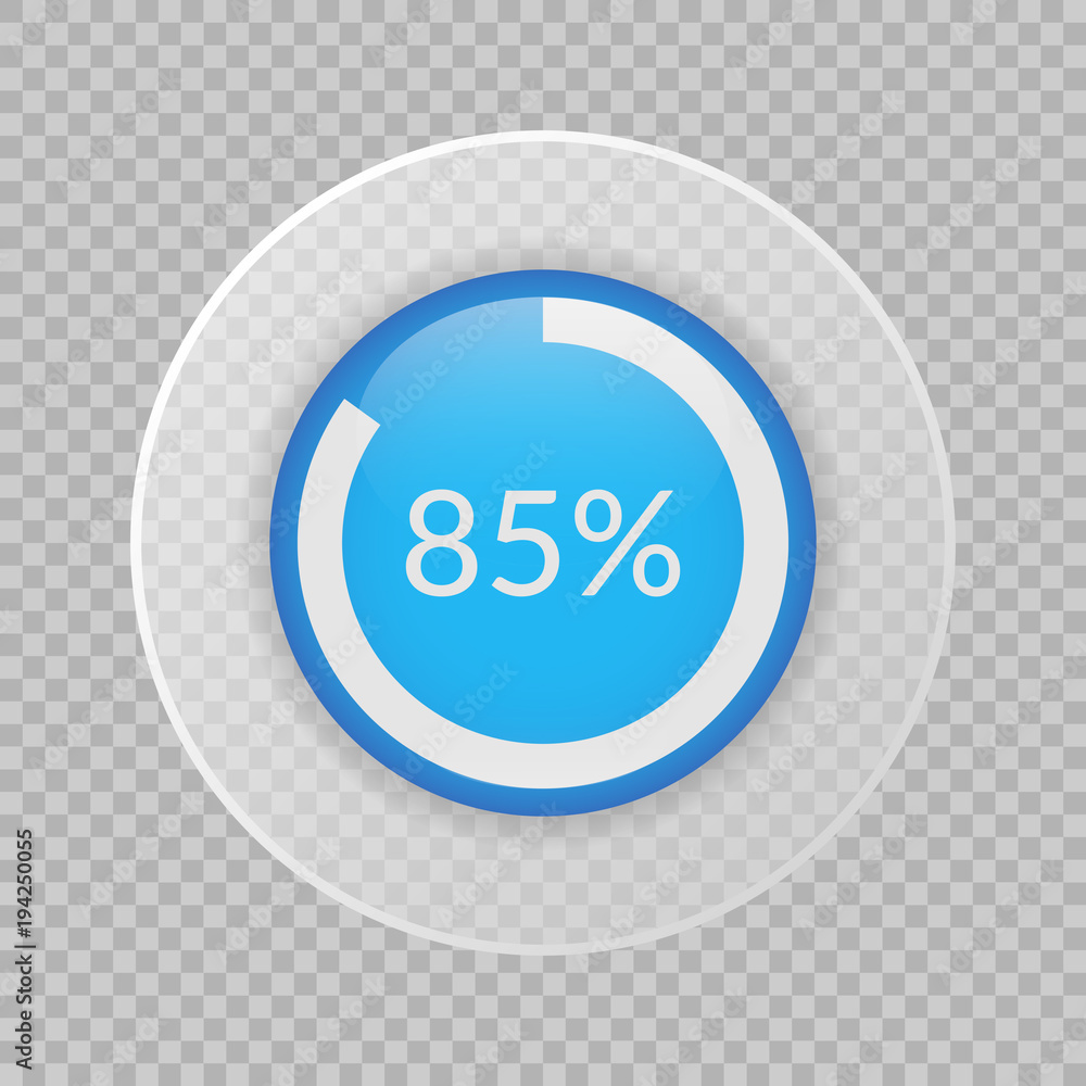 85 percent pie chart on transparent background. Percentage vector ...