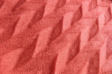 red natural fabric close-up background for decoration backdrop cotton ribbon coarse cloth scarlet color crumpled fabric abstract pattern texture pink silk