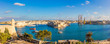 Malta Valletta Grand Harbour / The Three Cities / Panorama, grand harbor xxl cityscape skyline weitwinkel hafen hafenblick birgu festung mittelmeer mood moody blaue see meerblick weitblick katalogfoto