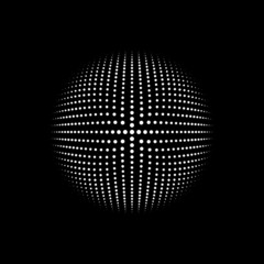 Circular monochrome dot pattern vector with 4 radial axis lines, dots arranged in a mathematical geometic pattern for creative design cover, CD, poster, book, printing, gift card, flyer, magazine, web